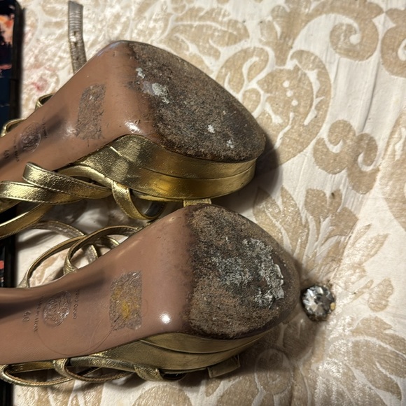 Golden Medusa Versace Platform Strappy Sandal Heels - Picture 4 of 7